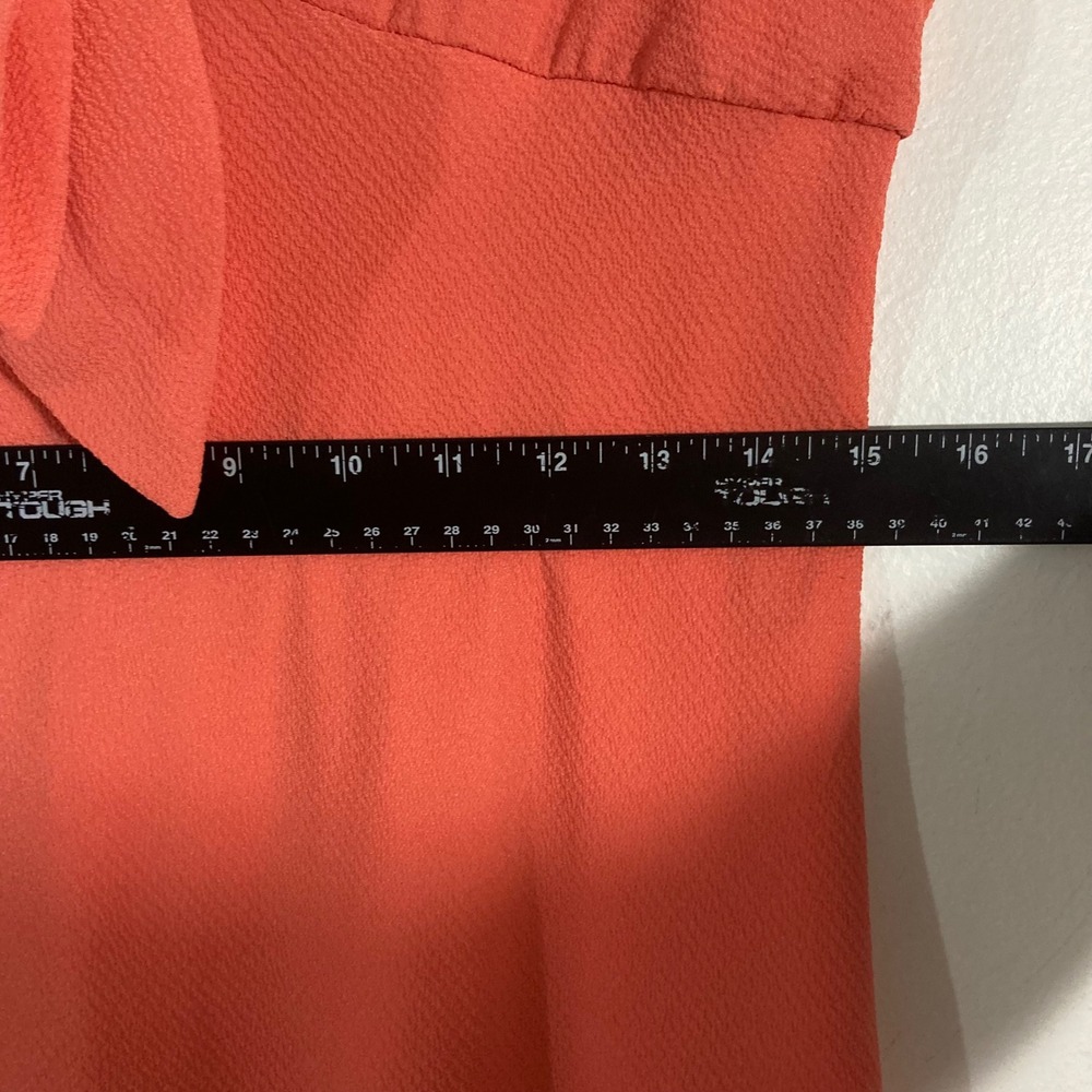 BCBG Paris Tie Front Midi Dress Womens Medium Coral Pink Short Sleeve - Picture 8 of 12